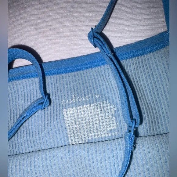 Colsie Size XL Blue Halter Neck Cross Strap Boho Festival Crop Top - Picture 2 of 2